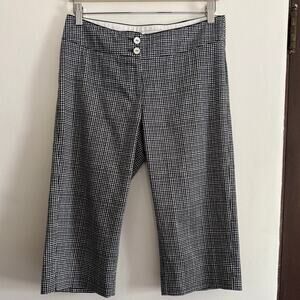 Y2K Vintage White House Black Market Black and White Gingham Capri Pants Size 4